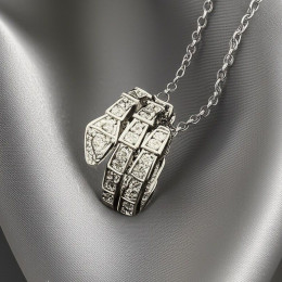 Колье медь с напылением платиной и фианитами змея 1J11964CJJ