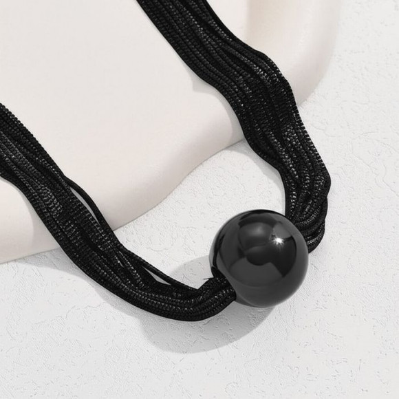 Черный многослойный чокер с темной жемчужиной 1J11763CJJ Черный многослойный чокер с темной жемчужиной 1J11763CJJ