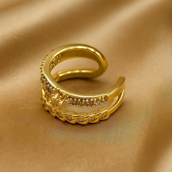 Двойной золотистый кафф со стразами 1J10984CJJ