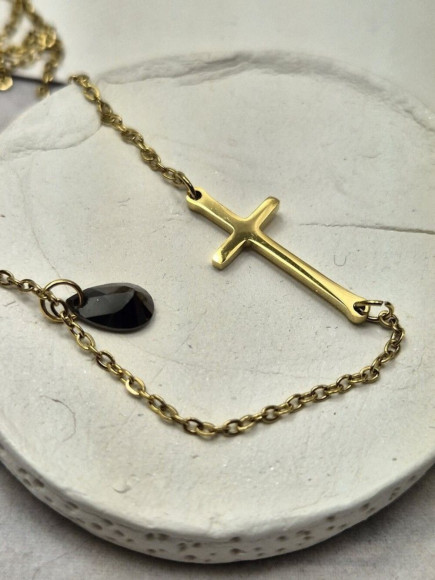 Колье медицинская сталь с напылением золотом J11313CJJ