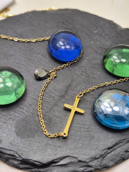 Колье медицинская сталь с напылением золотом J11313CJJ