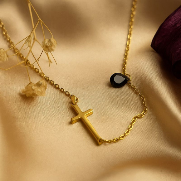 Колье медицинская сталь с напылением золотом J11313CJJ