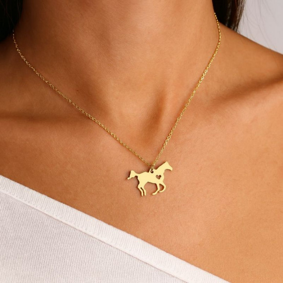 Цепочка кулон лошадь титановая сталь 1J12432CJJ