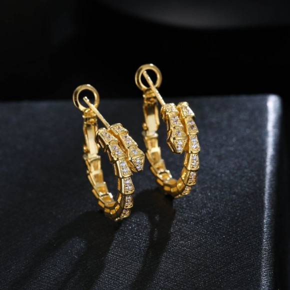 Серьги медь с напылением золотом и фианитами змея 1J11965CJJ