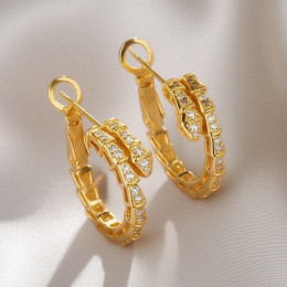 Серьги-кольца змеи со стразами 1J11965CJJ Серьги-кольца змеи со стразами 1J11965CJJ