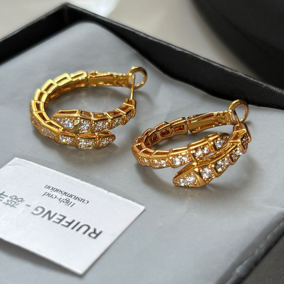 Серьги медь с напылением золотом и фианитами змея 1J11965CJJ