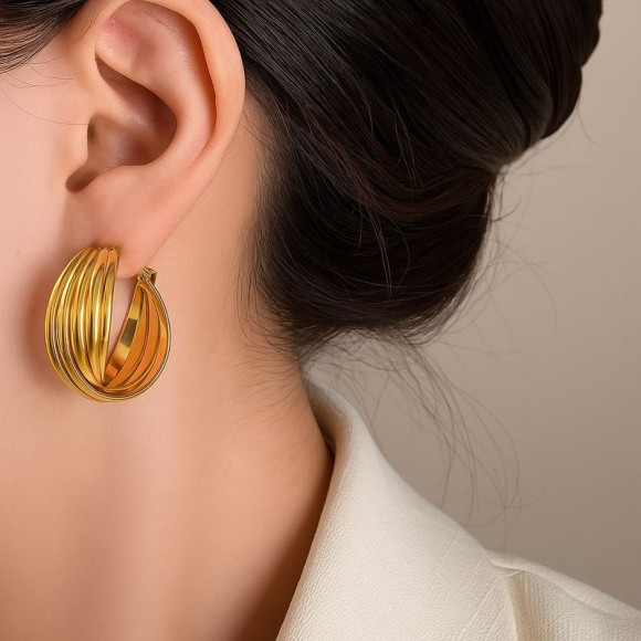 Серьги-кольца с витой текстурой 1J12109CJJ