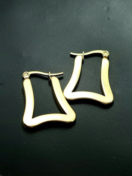 Стальные серьги-булавка с напылением золотом вогнутые стороны J10286CJJ