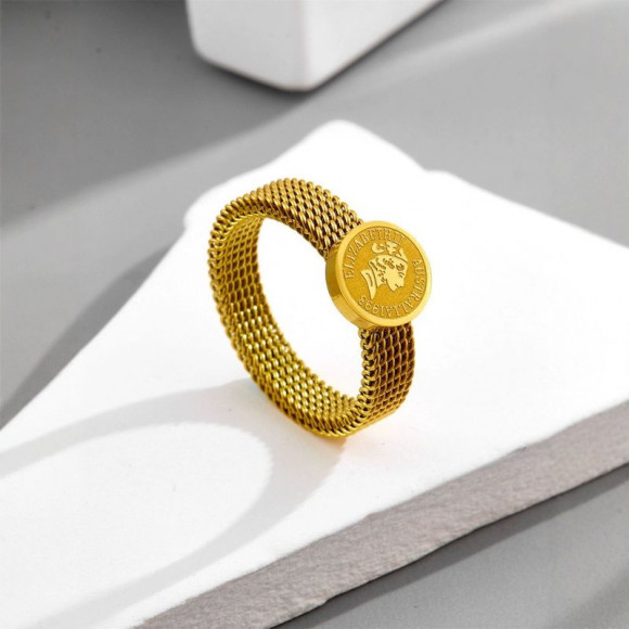 Золотистое кольцо-цепочка с центральным медальоном 1J12259CJJ