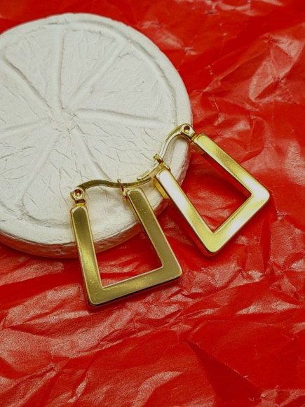 Стальные серьги-булавка с напылением золотом плоский прямоугольник J10287CJJ Стальные серьги-булавка с напылением золотом плоский прямоугольник J10287CJJ