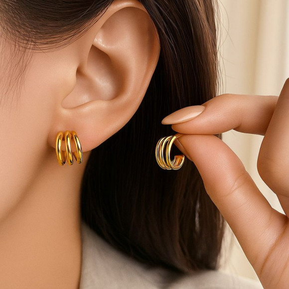 Серьги конго медь напыление золотом 1J12111CJJ