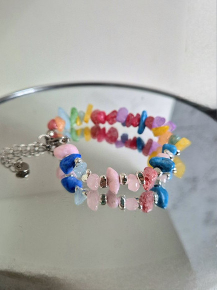 Браслет яркая мозаика из разноцветных камней J10778CJJ Браслет яркая мозаика из разноцветных камней J10778CJJ