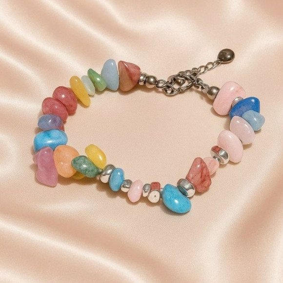 Браслет яркая мозаика из разноцветных камней J10778CJJ Браслет яркая мозаика из разноцветных камней J10778CJJ