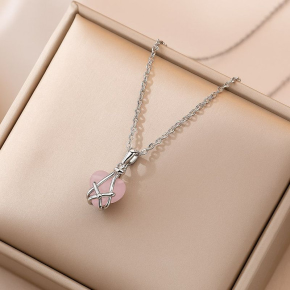 Нежная цепочка с кулоном из мерцающего кристалла J10958CJJ