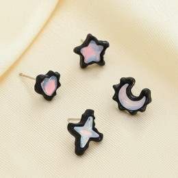Набор серег Звездное небо с серебряным гвоздиком и темной эмалью 1J11566CJJ Набор серег Звездное небо с серебряным гвоздиком и темной эмалью 1J11566CJJ