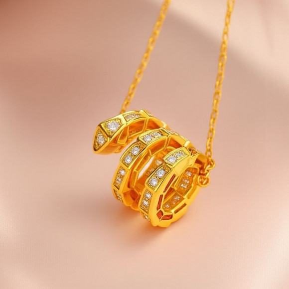 Колье медь с напылением золотом и фианитами змея 1J11968CJJ Колье медь с напылением золотом и фианитами змея 1J11968CJJ