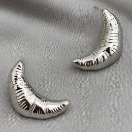 Серьги гвоздики медь напыление платиной круассаны 1J12116CJJ