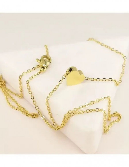 Стальная цепочка с напылением золотом кулон сердце J10092CJJ