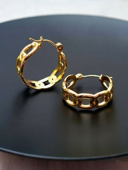 Стальные серьги-кольца конго в виде звеньев крупной цепи J10290CJJ