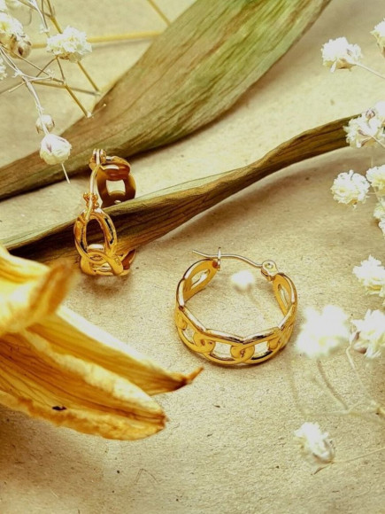 Стальные серьги-булавка с напылением золотом цепь J10290CJJ