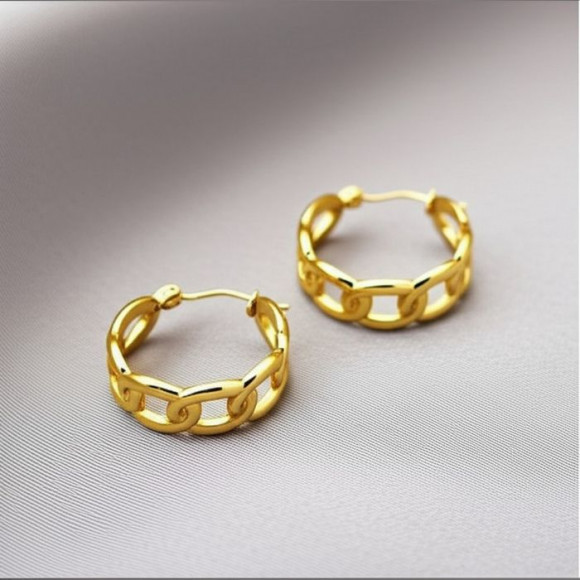 Стальные серьги-кольца конго в виде звеньев крупной цепи J10290CJJ