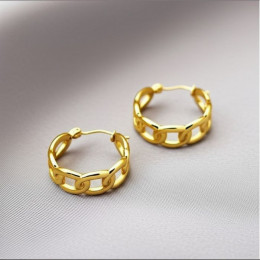 Стальные серьги-булавка с напылением золотом цепь J10290CJJ