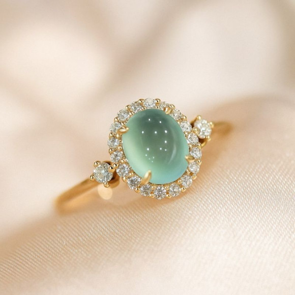 Тонкое медное кольцо с опаловым камнем и кристаллами 1J12263CJJ