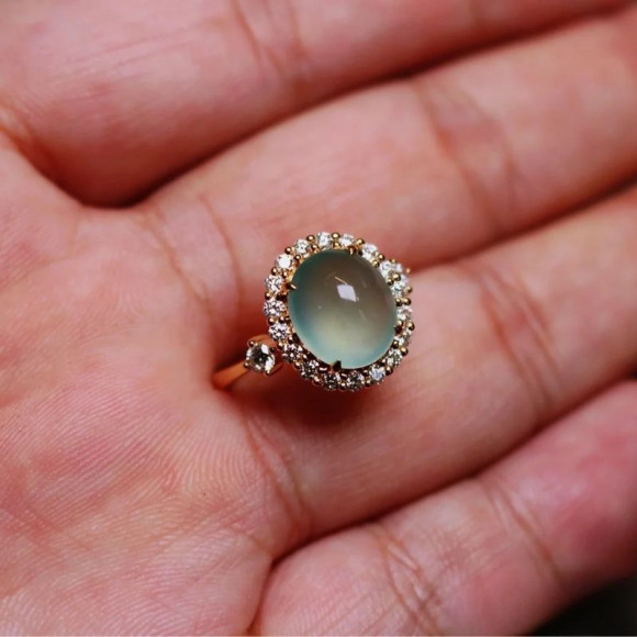 Тонкое медное кольцо с опаловым камнем и кристаллами 1J12263CJJ
