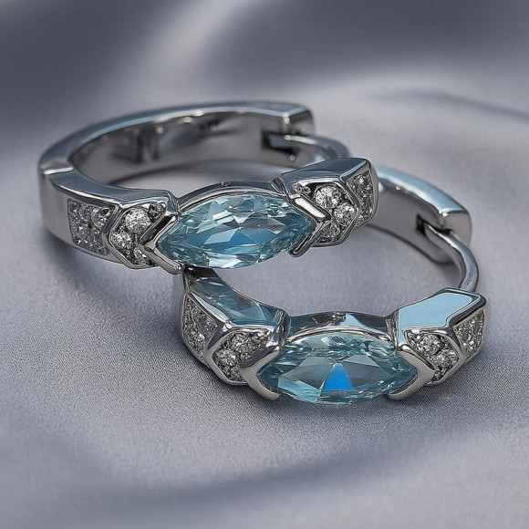 Серьги-кольца с цветными кристаллами 1J12090CJJ