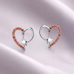 Изящные серьги-пусеты Сердца со звездами и серебряным гвоздиком 1J11569CJJ Изящные серьги-пусеты Сердца со звездами и серебряным гвоздиком 1J11569CJJ