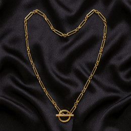 Цепочка с геометрическими звеньями и круглым замком тогл 1J12464CJJ Цепочка с геометрическими звеньями и круглым замком тогл 1J12464CJJ