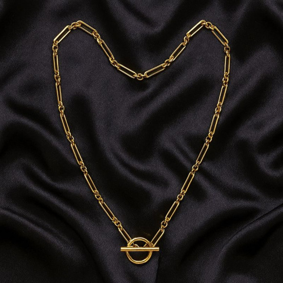 Цепочка с геометрическими звеньями и круглым замком тогл 1J12464CJJ