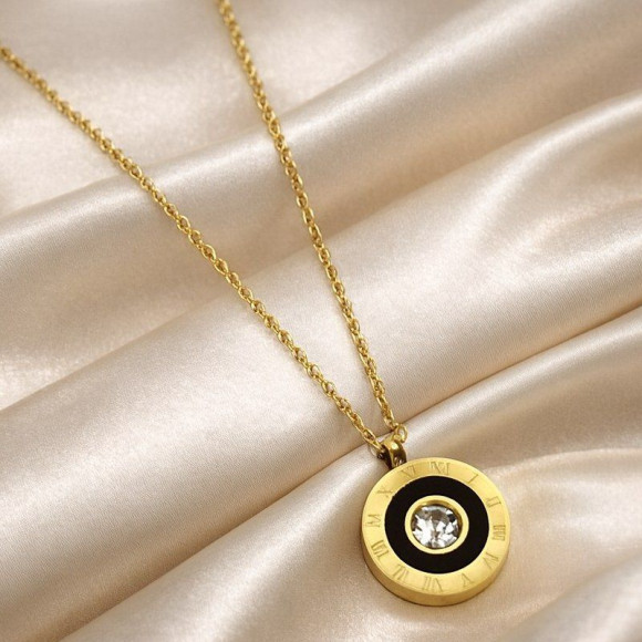 Цепочка с круглым медальоном и гравировкой римских цифр 1J12477CJJ