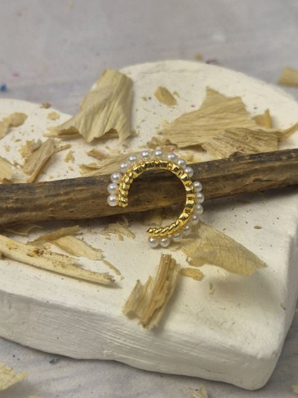 Золотистый кафф с жемчугом 1J10993CJJ