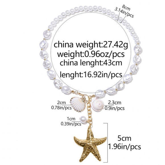 Колье ювелирный сплав жемчужное со звездой 1J11839CJJ