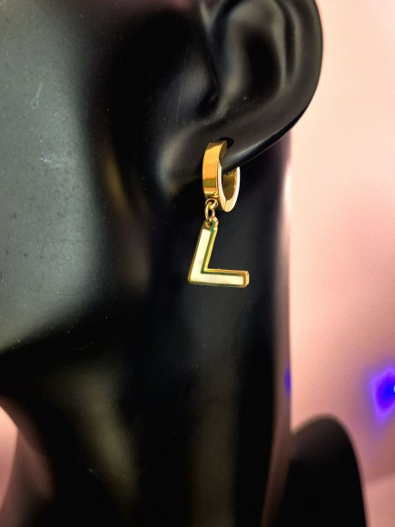 Стальные серьги-подвески с перламутровыми вставками в форме литер J11464CJJ