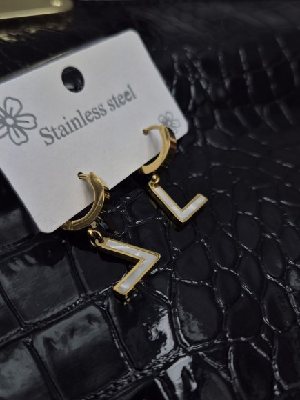 Серьги стальные галочка с напылением золотом J11464CJJ