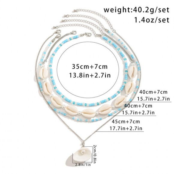 Мульти-цепочка из бисера с ракушками 1J11840CJJ