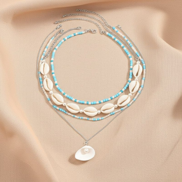 Мульти-цепочка из бисера с ракушками 1J11840CJJ