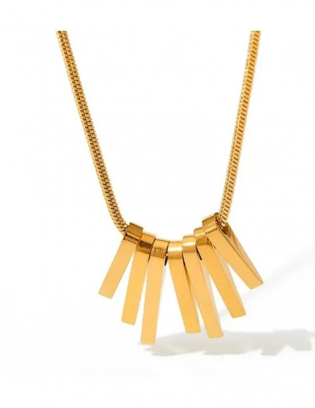 Стальная цепочка с напылением золотом кулон прямоугольники J10098CJJ