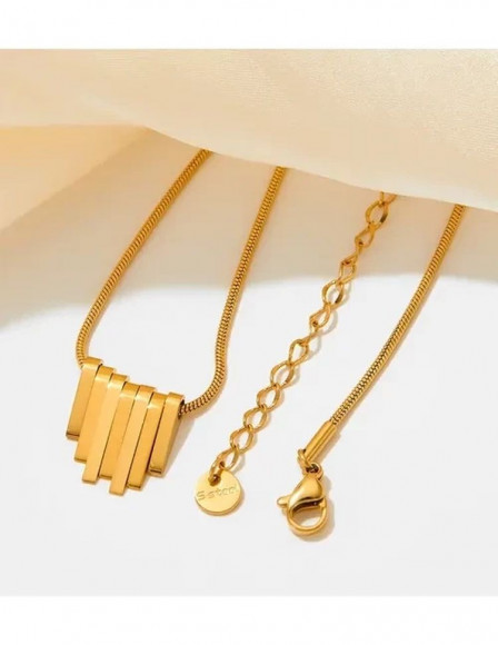 Стальная цепочка с напылением золотом кулон прямоугольники J10098CJJ