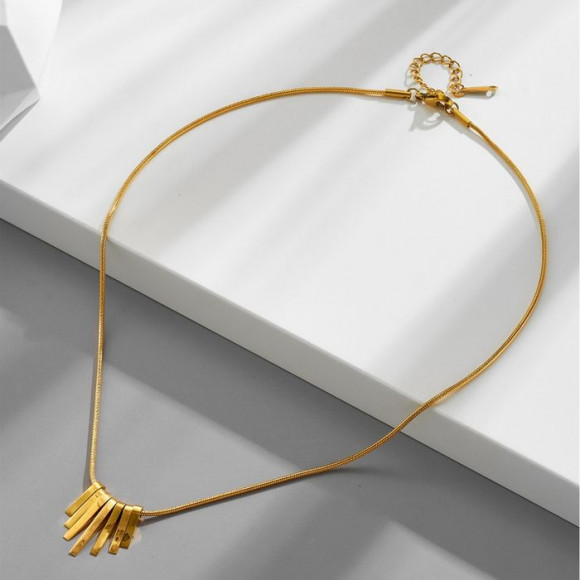 Стальная цепочка с напылением золотом кулон прямоугольники J10098CJJ