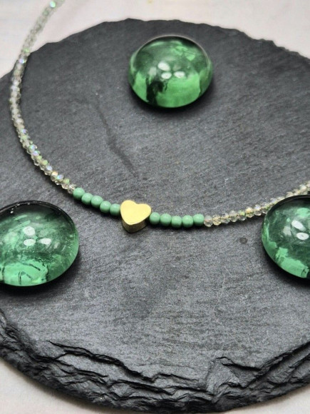 Изящные Бусы из жемчуга с золотистым сердцем 1J11323CJJ