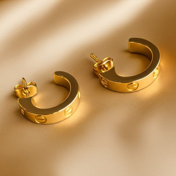 Серьги из титановой стали с напылением золотом 1J12047CJJ