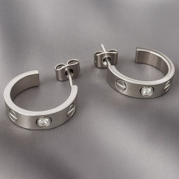 Серьги-полукольца с кристаллами 1J12048CJJ Серьги-полукольца с кристаллами 1J12048CJJ