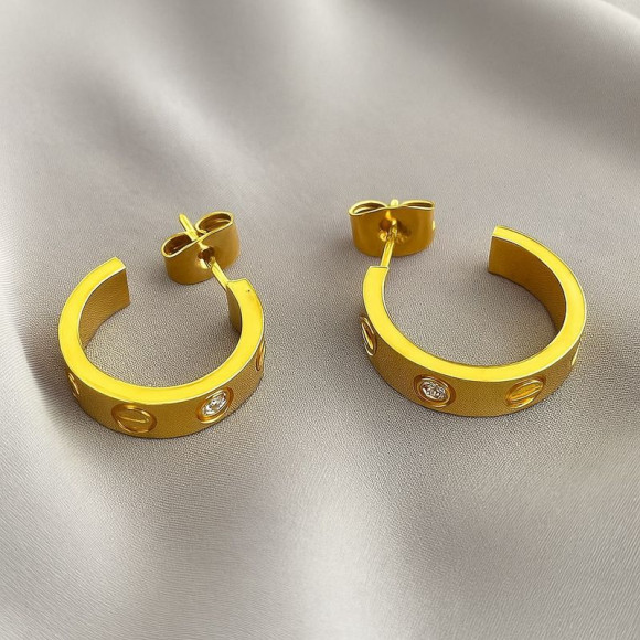 Серьги из титановой стали с напылением золотом 1J12049CJJ