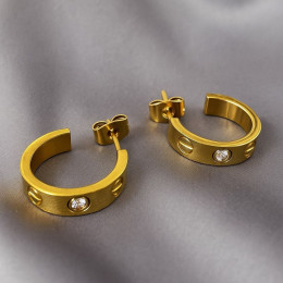 Золотистые серьги с кристаллами 1J12049CJJ Золотистые серьги с кристаллами 1J12049CJJ