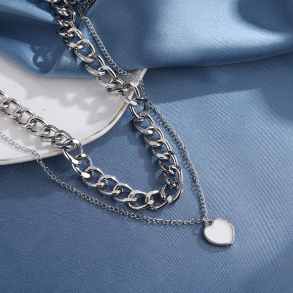 Стальная цепочка с плетением гурмет и подвеской-сердцем 1J12270CJJ Стальная цепочка с плетением гурмет и подвеской-сердцем 1J12270CJJ