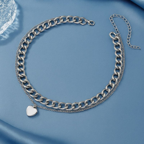 Цепочка медицинская сталь кулон сердце 1J12270CJJ