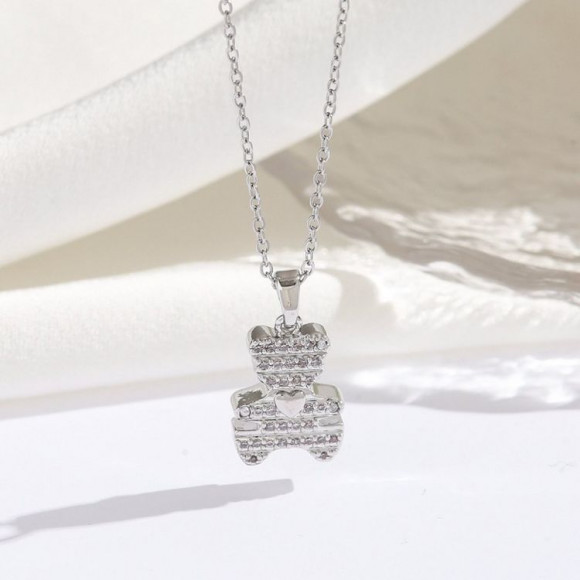 Сверкающая Цепочка с кулоном в виде мишки с кристаллами J10970CJJ Сверкающая Цепочка с кулоном в виде мишки с кристаллами J10970CJJ